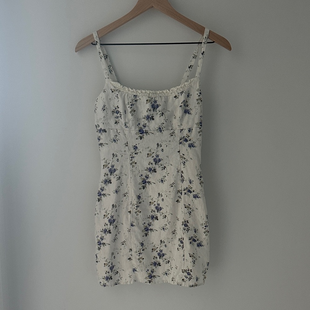 Reformation White and Blue Floral Dress